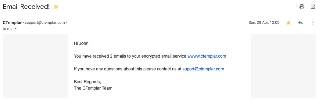 Email received notification