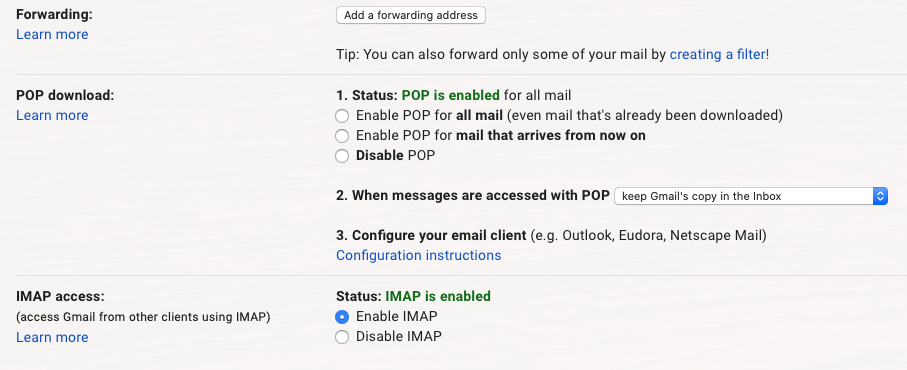 POP or IMAP email