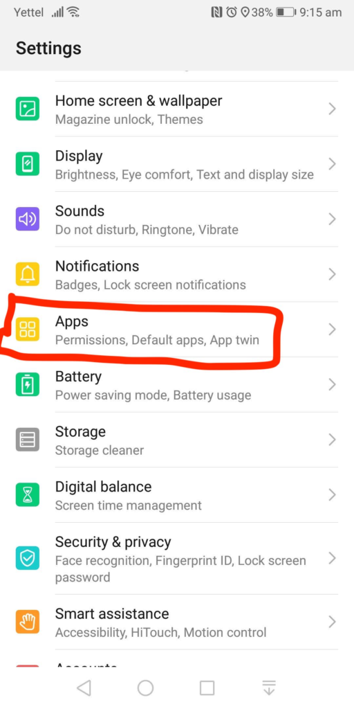 find App permissions