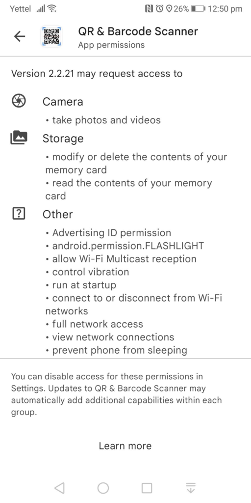app will always ask for those permissions